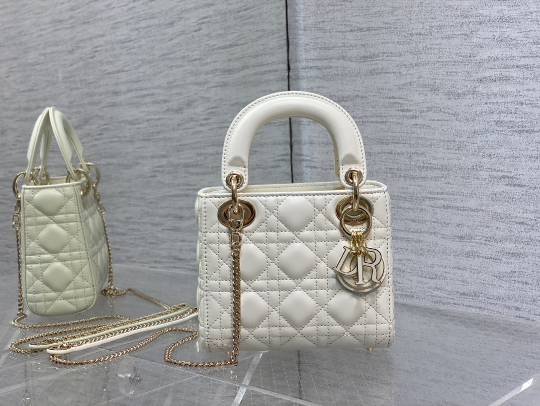 Mini Lady Dior Bag Latte Cannage Lambskin